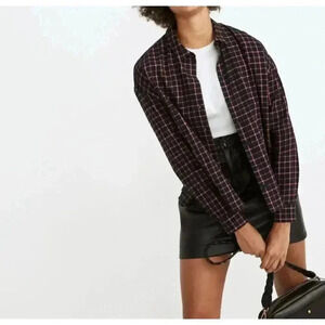 Madewell Long Sleeve XS Flannel Westlake Shirt In Stoppard Plaid Oversized